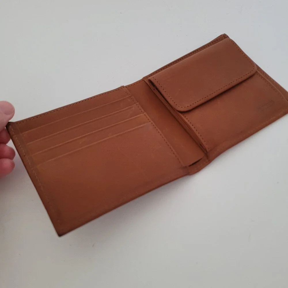 Coach Vintage Bifold Wallet British Tan Leather Snap Coin Pocket Mens Accessory